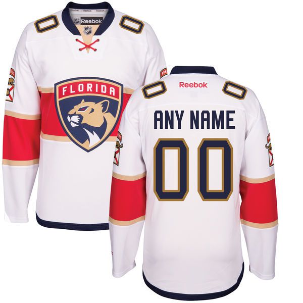 Men Florida Panthers Reebok White Away Premier Custom NHL Jersey